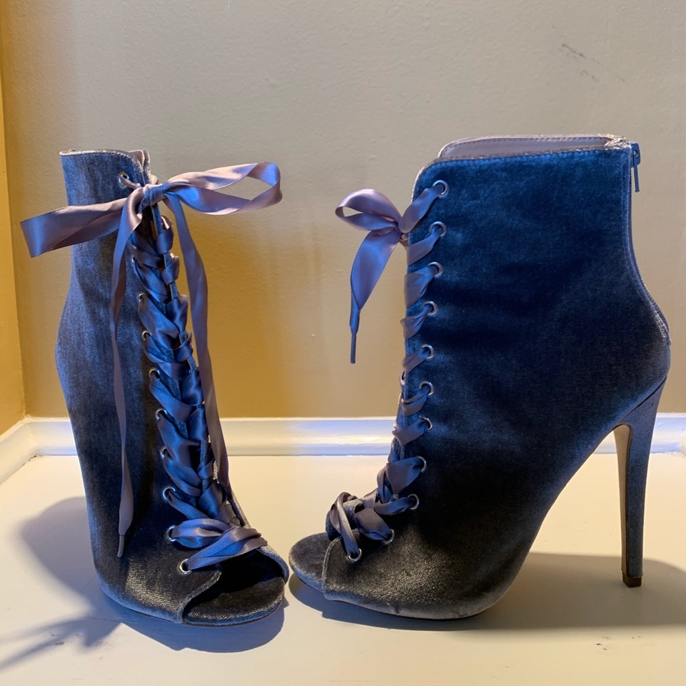 Bella Gray High Heel Open Toe Boot